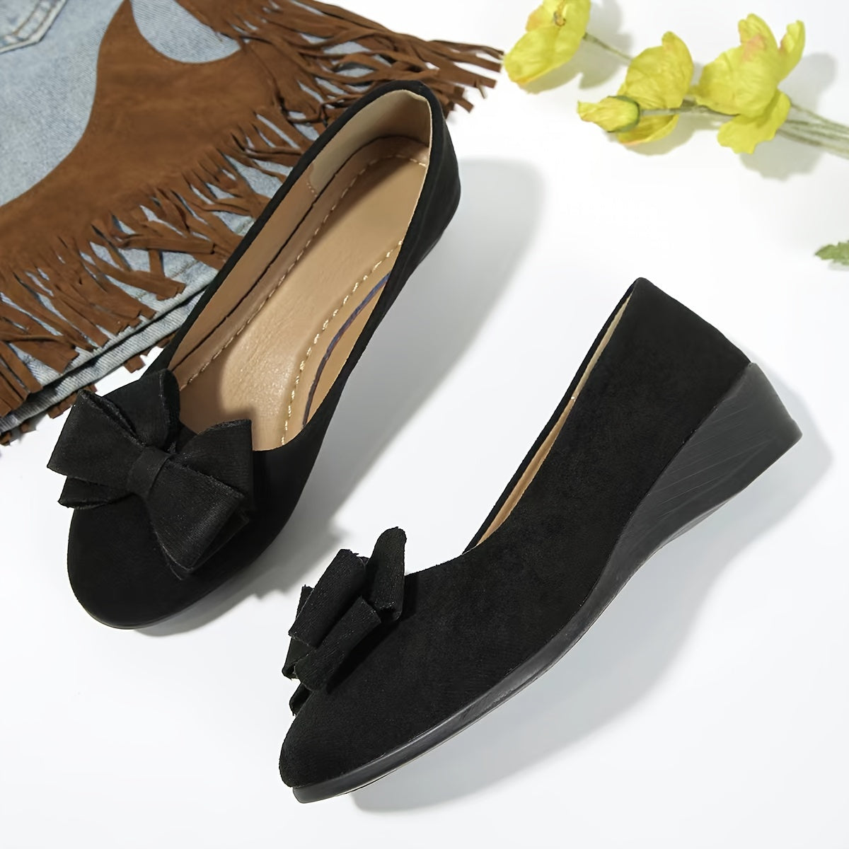 Women's Orthopedic Ballet Flats with Bow Detail