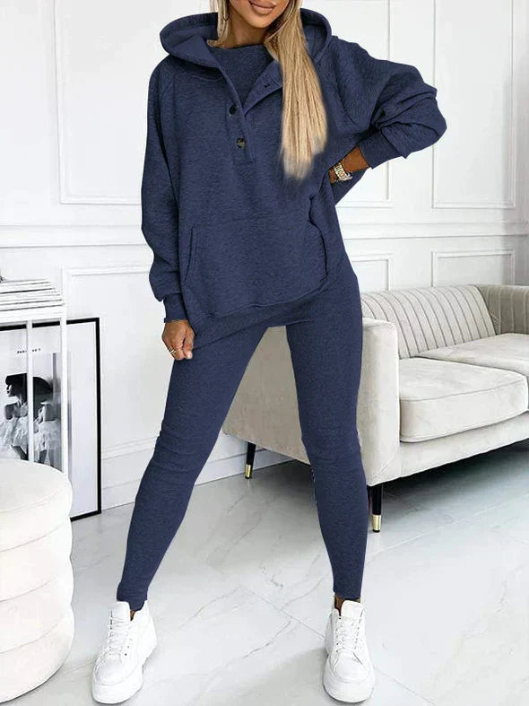 Women's Longline Hooded Pullover Matching Leggings Set