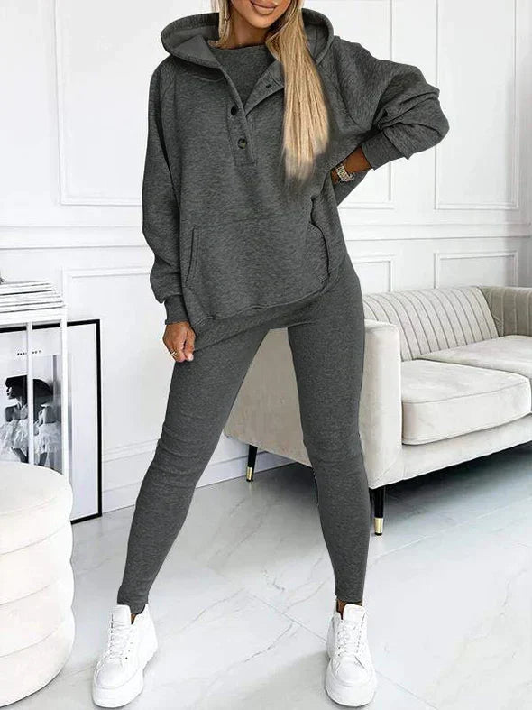 Women's Longline Hooded Pullover Matching Leggings Set