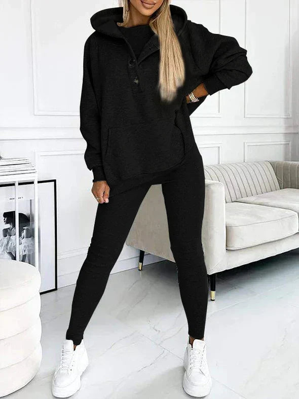 Women's Longline Hooded Pullover Matching Leggings Set