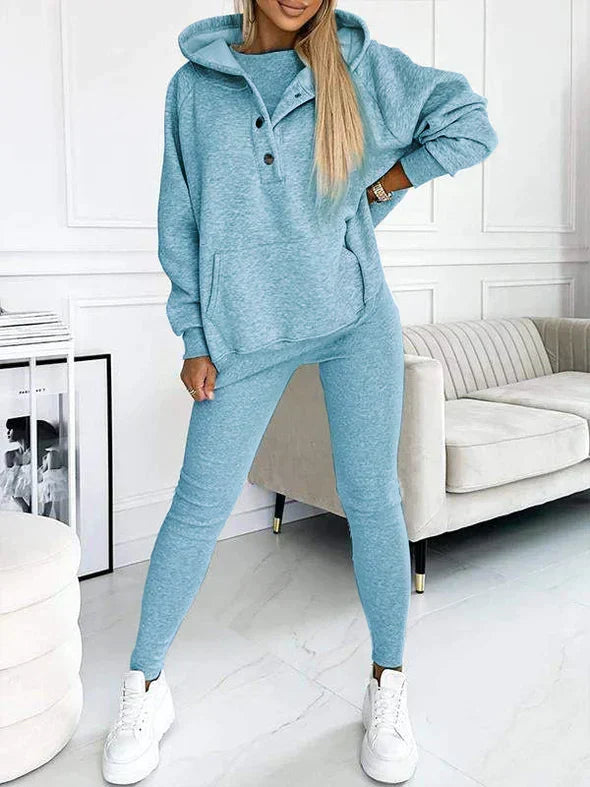 Women's Longline Hooded Pullover Matching Leggings Set