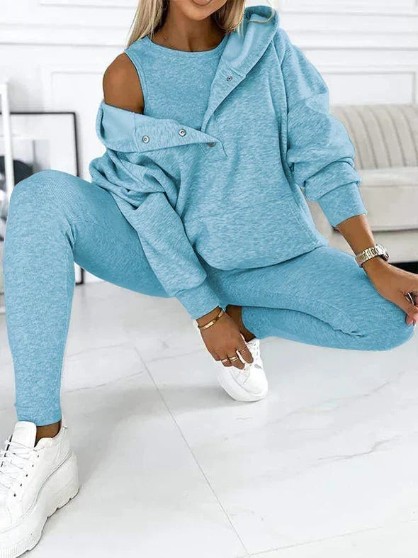 Women's Longline Hooded Pullover Matching Leggings Set