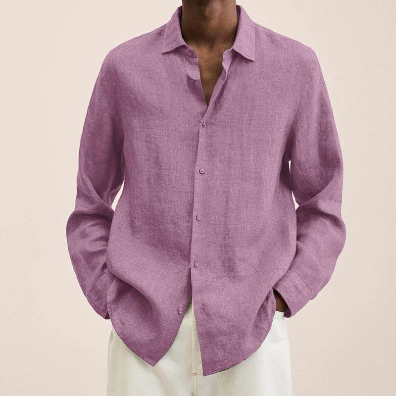 Men's Lightweight Button-Up Long Sleeve Summer Shirt