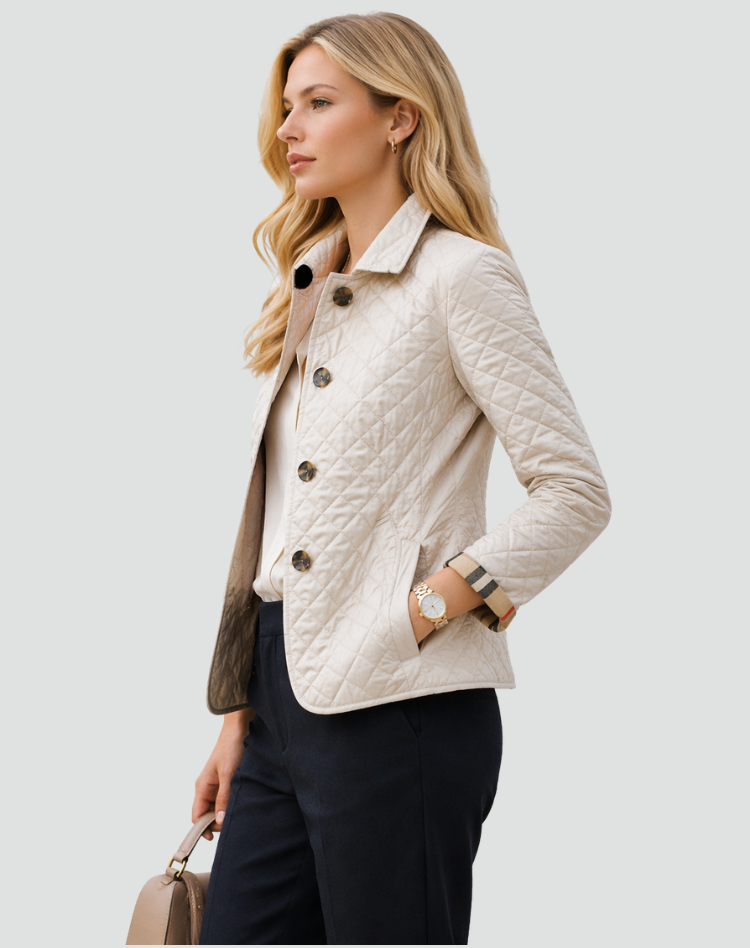 Women's Diamond Quilted Button-Up Everyday Coat