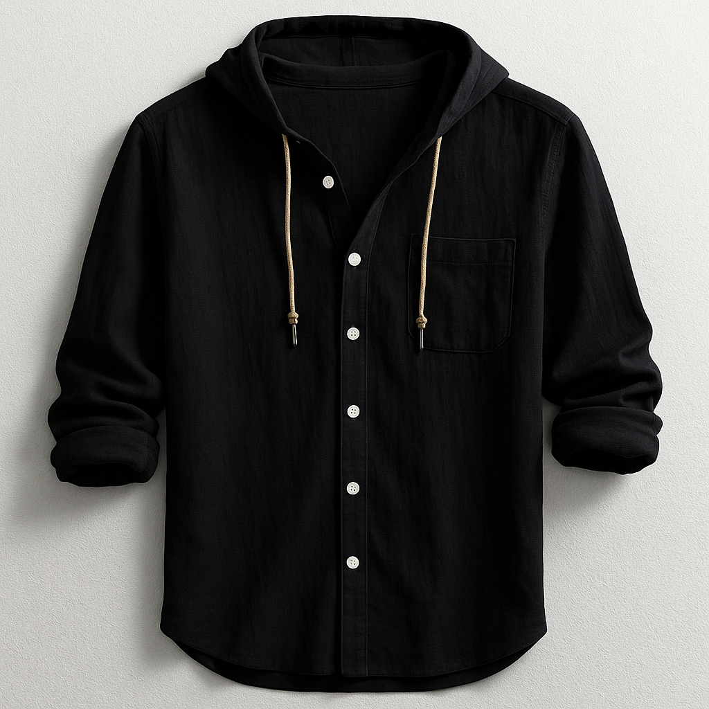 Men's Lightweight Hooded Button-Front Shirt Jacket
