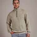 Men's Adjustable Half-Zip Cable Knit Pullover with Textured Yoke
