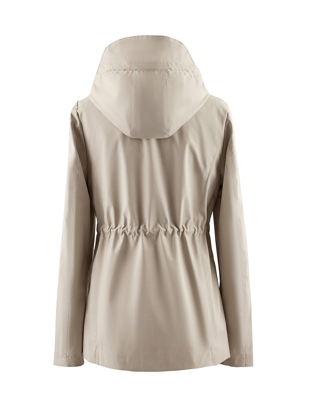 Women's Light Hooded Coat with Drawstring Waist