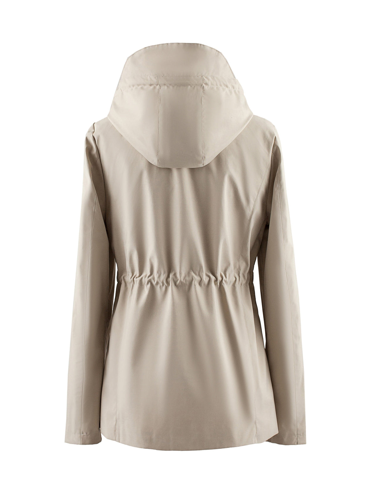 Women's Light Hooded Coat with Drawstring Waist