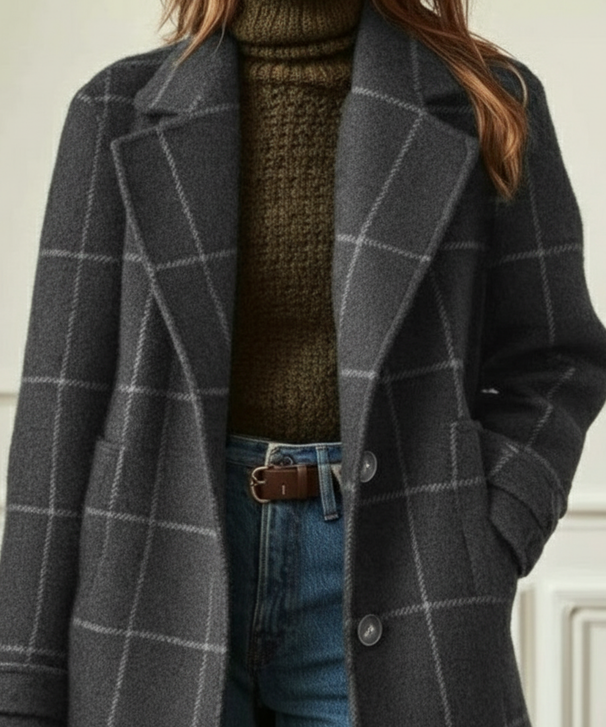 Women's Vintage Check Tweed Overcoat