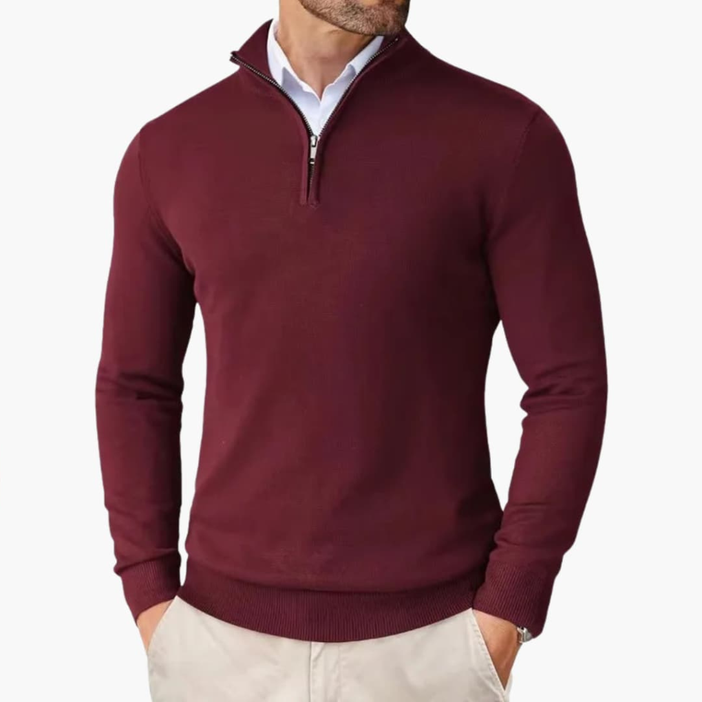 Men's Smooth Finish Quarter-Zip Knit Pullover