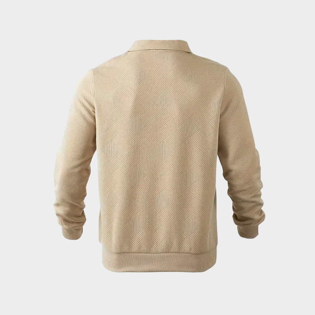 Men's Smart Casual Textured Half-Zip Pullover Top