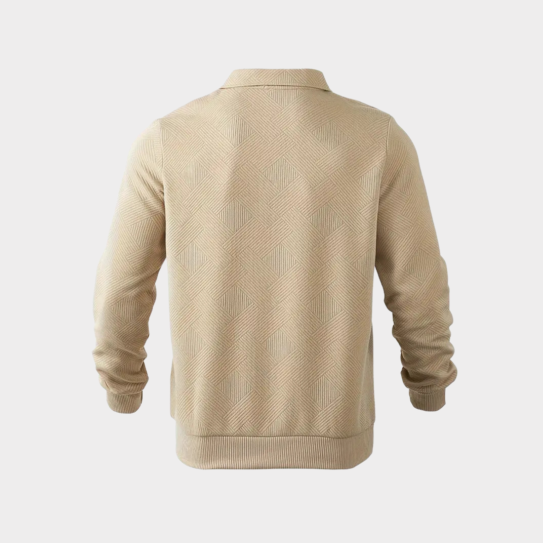 Men's Smart Casual Textured Half-Zip Pullover Top