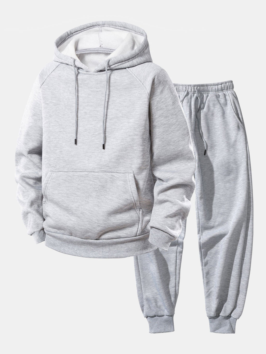 Men's Raglan Sleeve Drawstring Hoodie Jogger Tracksuit