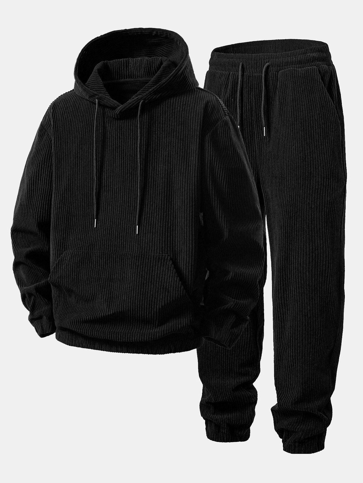 Men's Wide-Wale Corduroy Hooded Sweatshirt and Jogger Set