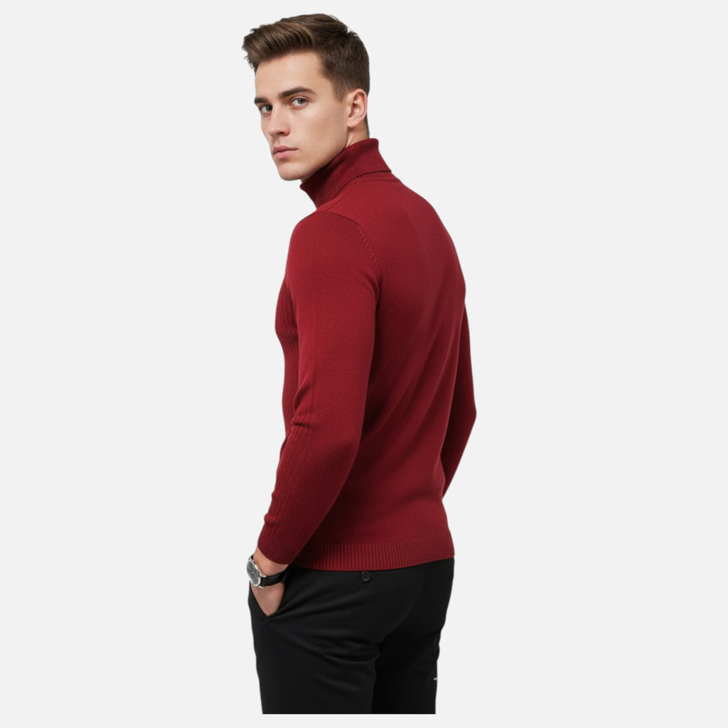 Men's Lapel Neckline Wool Blend Knit Pullover