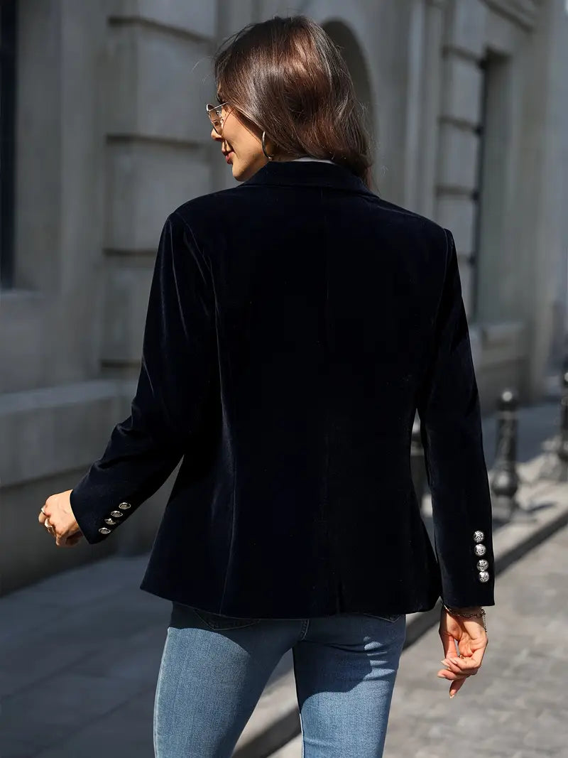 Women's Velvet Draped Soft Tailored Jacket