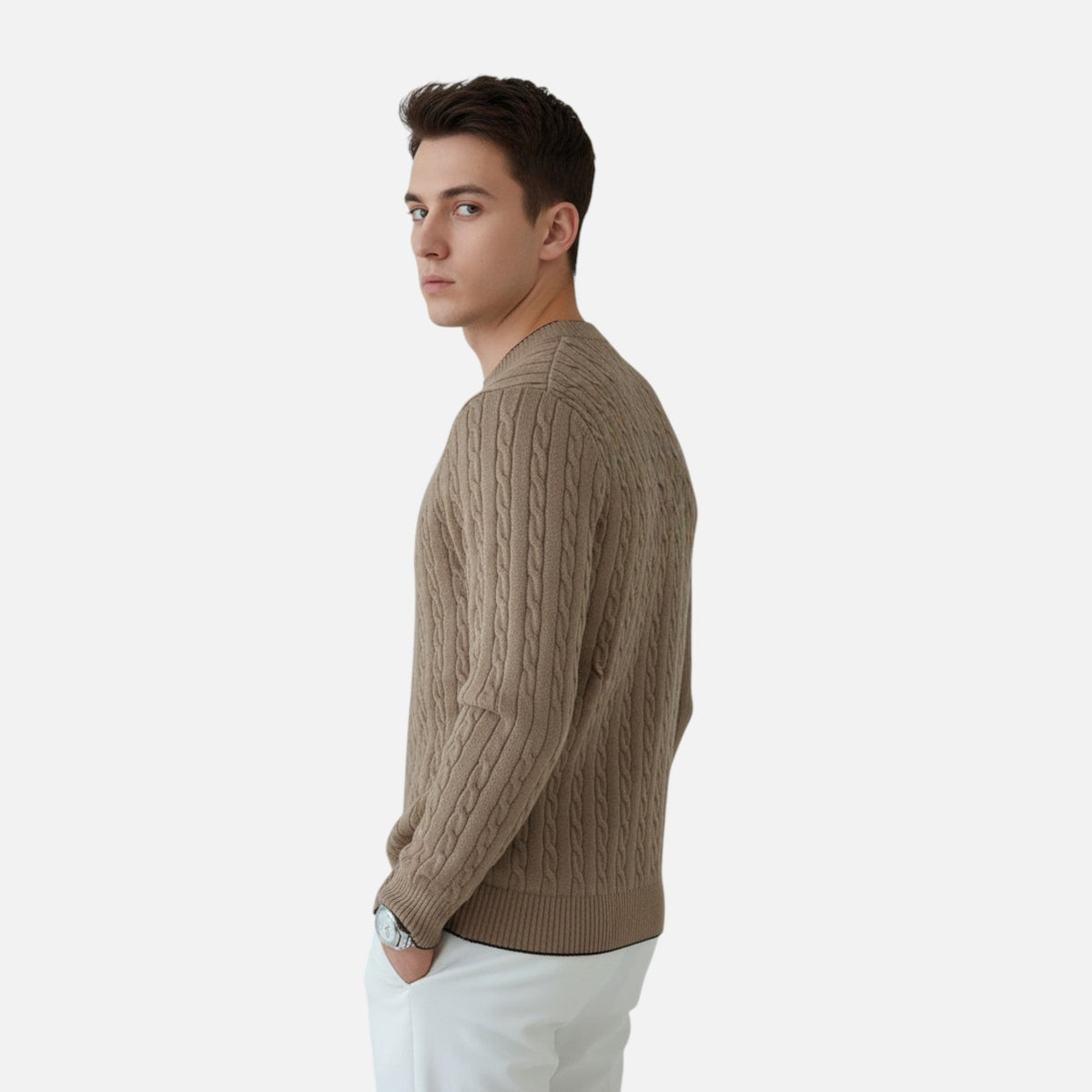 Men's Tailored Ribbed Texture Crewneck Knit Pullover