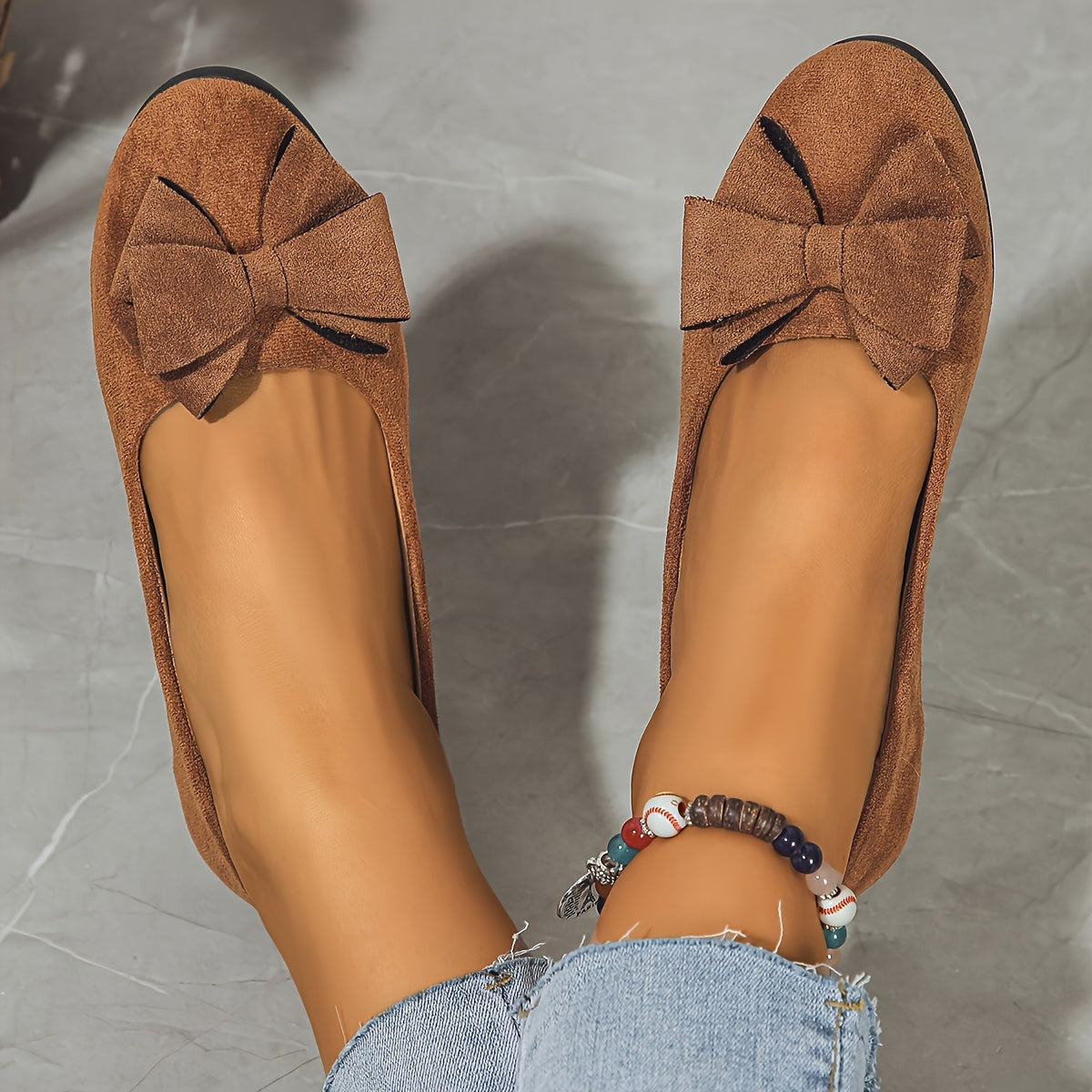 Women's Orthopedic Ballet Flats with Bow Detail