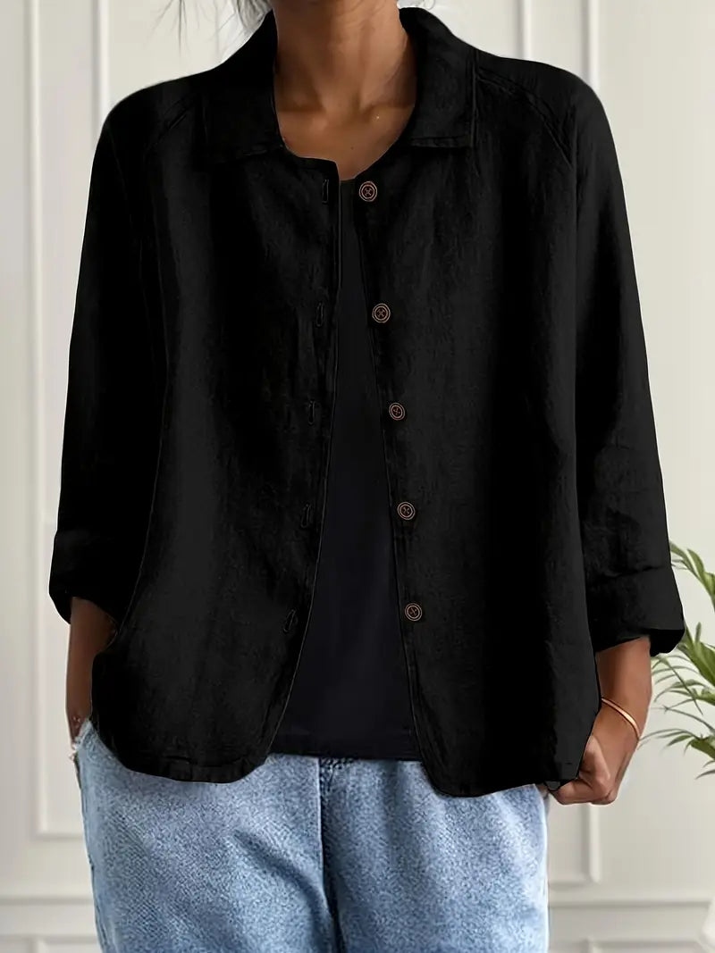 Women's Relaxed Button-Up Lightweight Everyday Jacket