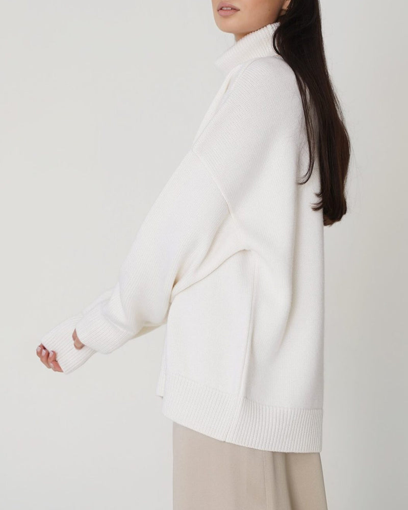 Women's Relaxed Winter Knit Roomy Turtleneck Pullover