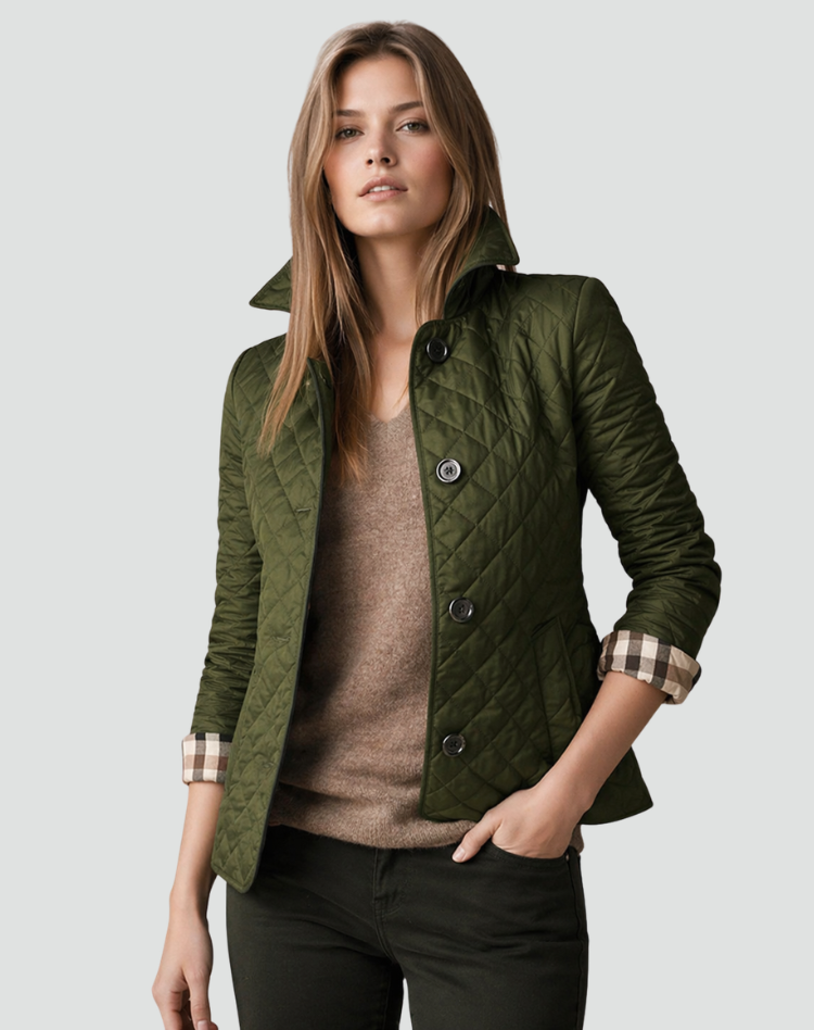 Women's Diamond Quilted Button-Up Everyday Coat