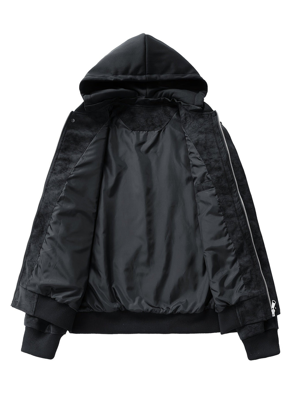 Men's Zip-Up Hooded Loose Fit Jacket with Sleeve Pocket