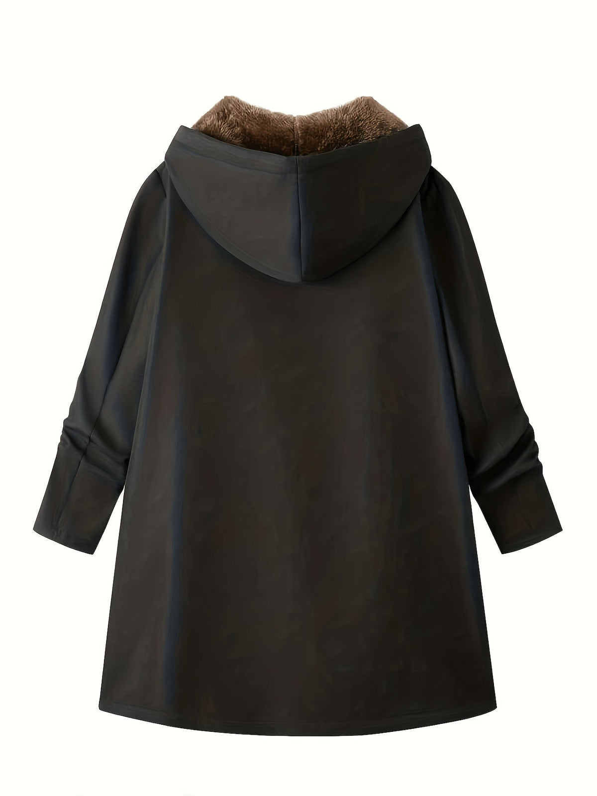 Women's Plush Lining Hooded Long Zip Overcoat