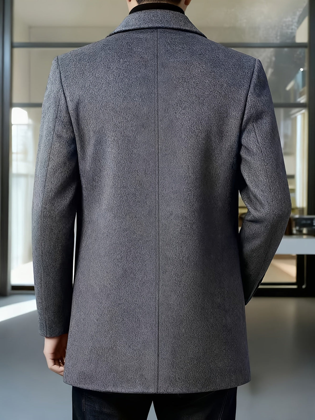 Men's Single-Breasted Refined Topcoat with Side Pockets