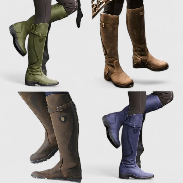 Women's Sleek Structured Buckle Accent Boots
