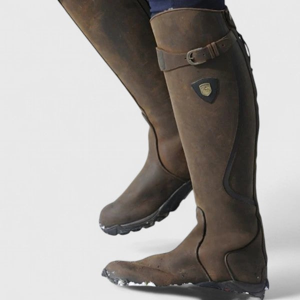 Women's Sleek Structured Buckle Accent Boots