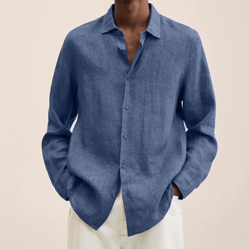 Men's Lightweight Button-Up Long Sleeve Summer Shirt