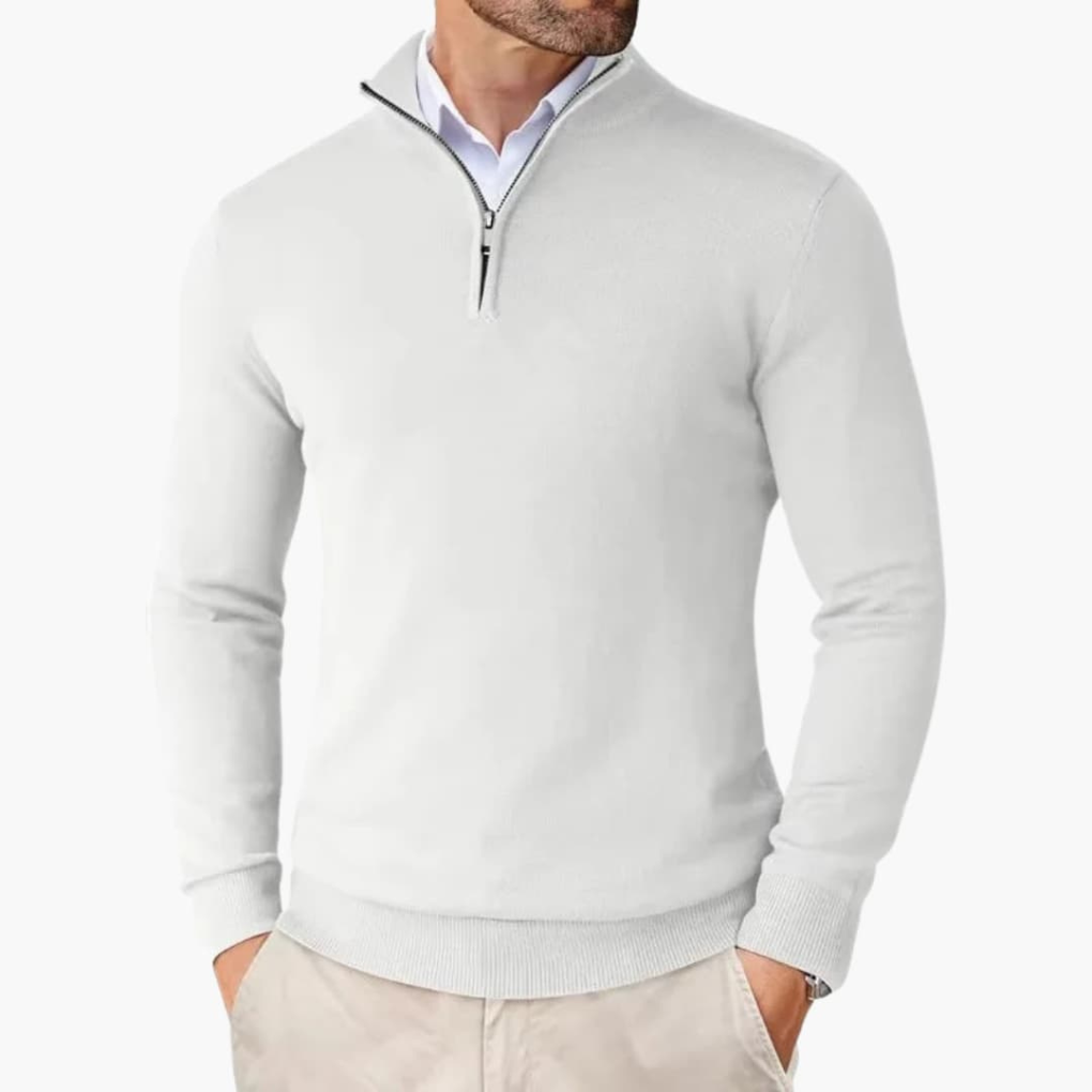 Men's Smooth Finish Quarter-Zip Knit Pullover