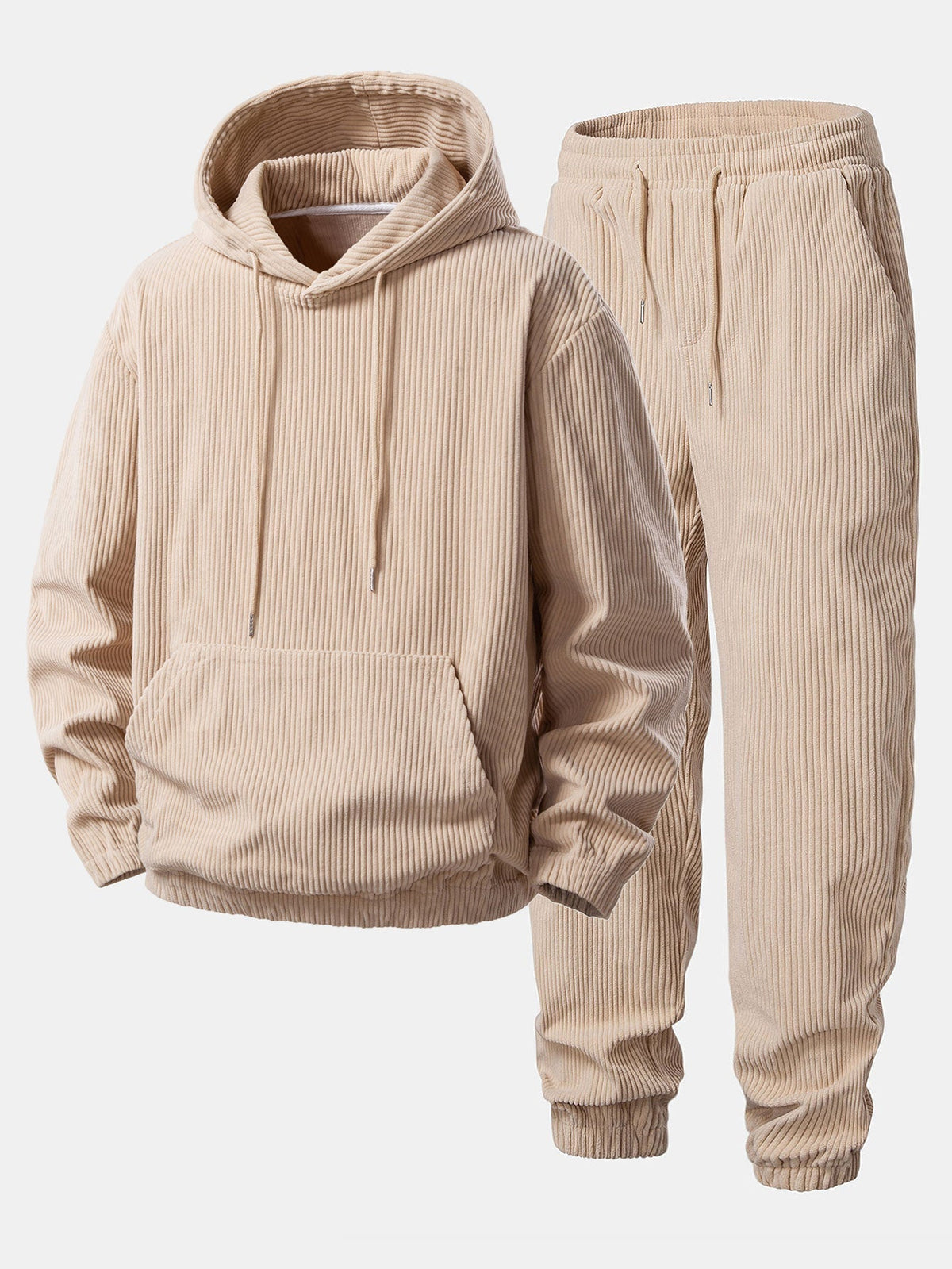 Men's Wide-Wale Corduroy Hooded Sweatshirt and Jogger Set