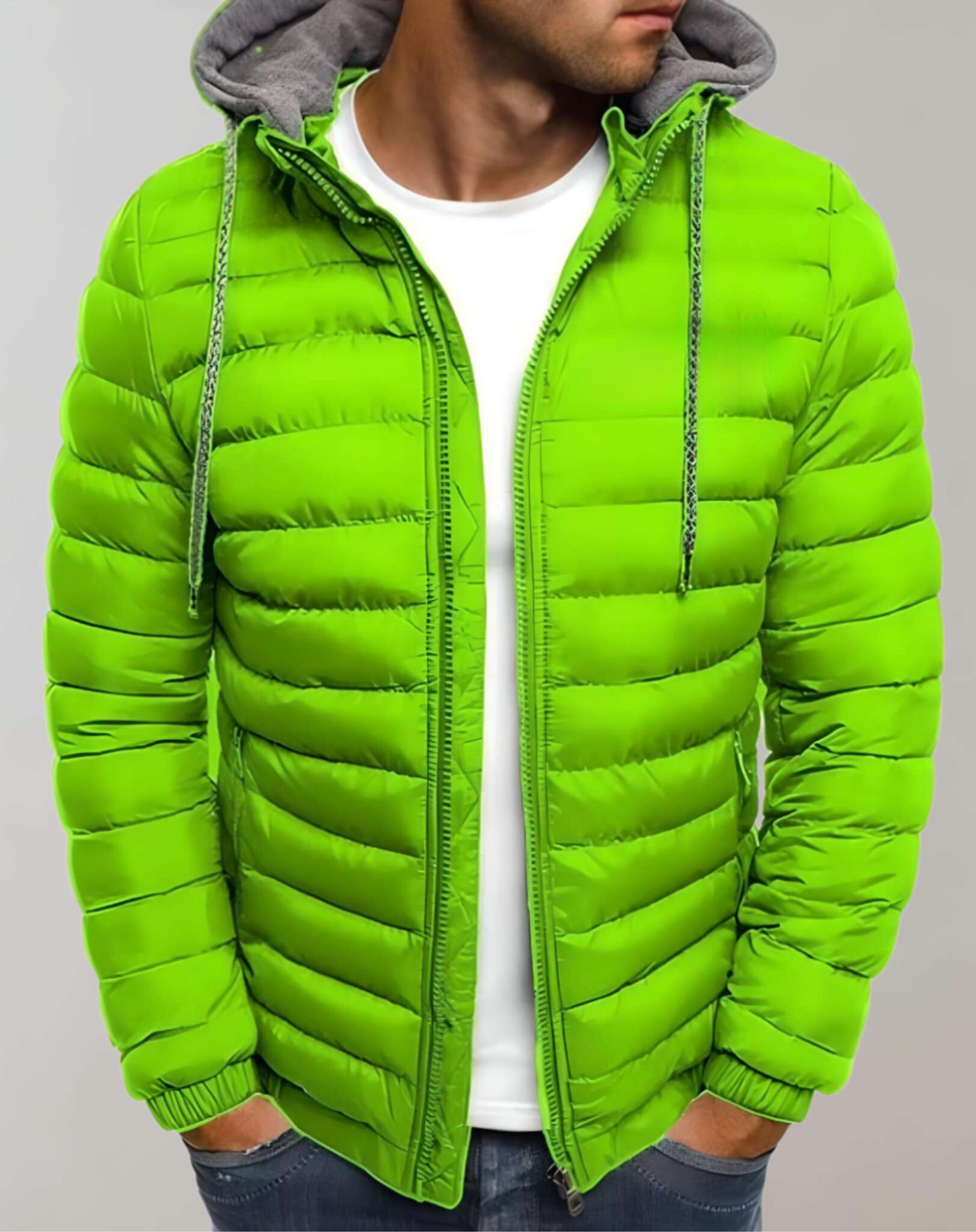 Men's Hooded Padded Coat with Elastic Cuffs