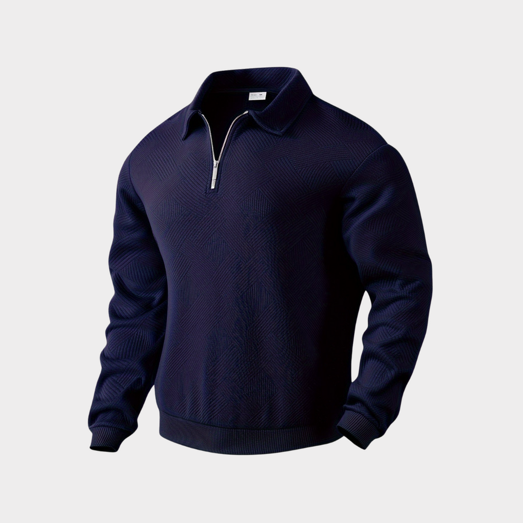 Men's Smart Casual Textured Half-Zip Pullover Top