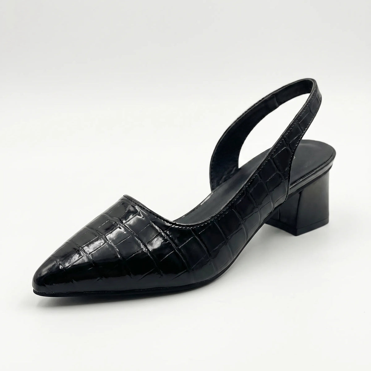 Women's Chunky Mid Block Heel Pointed Slingback Pumps