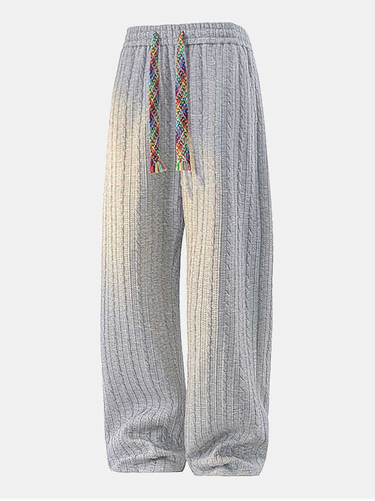 Men's Zip-Front Jacquard Hooded Sweatshirt and Straight Pants Set