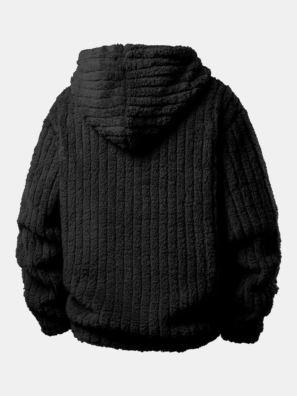 Men's Ribbed Teddy Texture Hooded Sweatshirt and Jogger Sweatsuit