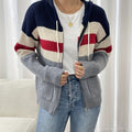 Women's Hooded Ribbed Knit Full-Zip Layering Cardigan