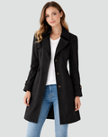 Women's Lapel Collar Tailored Mid-Length Trench Coat