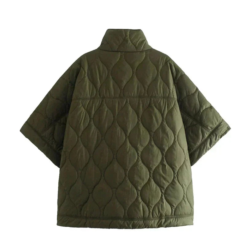 Women's Oversized Padded Quilted Cape Coat