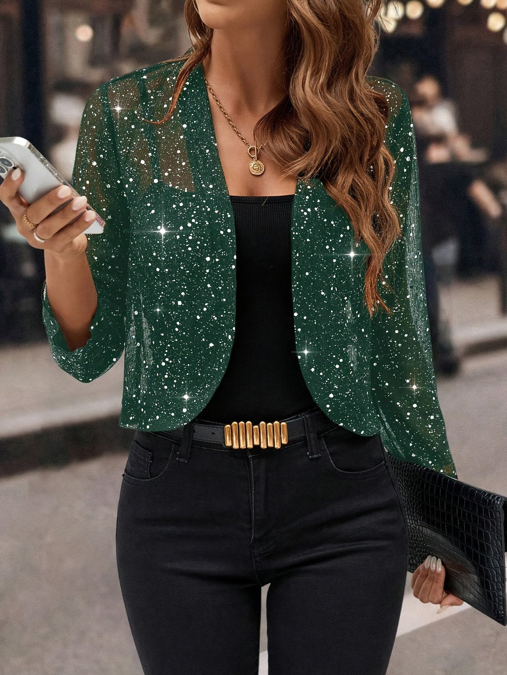 Women's Soft Shimmer Short Open Jacket