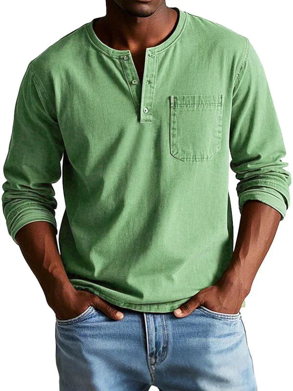 Men's Long Sleeve Casual Henley Layering Shirt