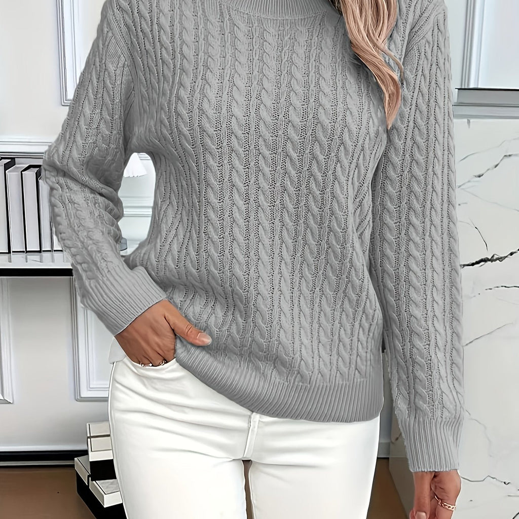 Women's Relaxed Cable Knit Pullover for Chilly Days