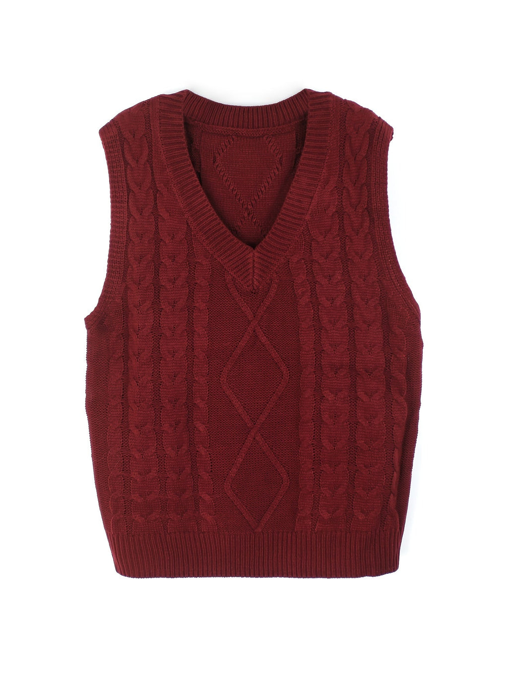 Women's V-Neck Cable Knit Sleeveless Sweater Vest