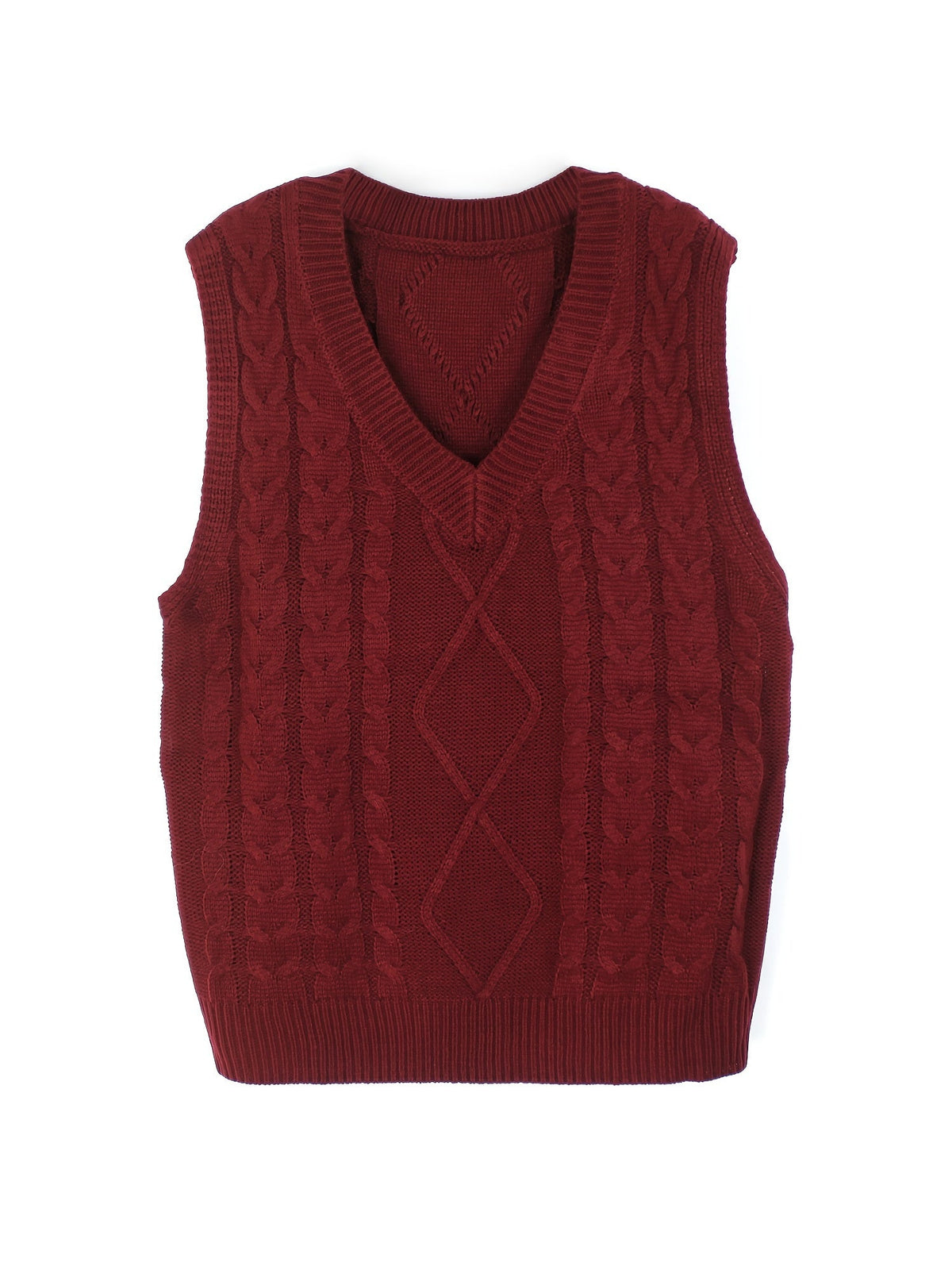 Women's V-Neck Cable Knit Sleeveless Sweater Vest