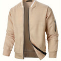 Men's Textured Stand Collar Zip Bomber Coat