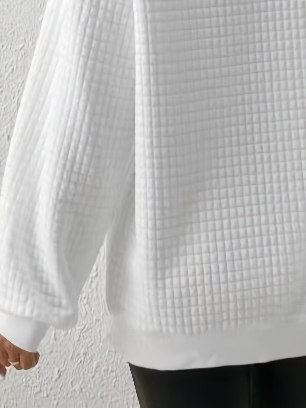 Women's Stand-Neck Textured Knit Sweater with Half Zip