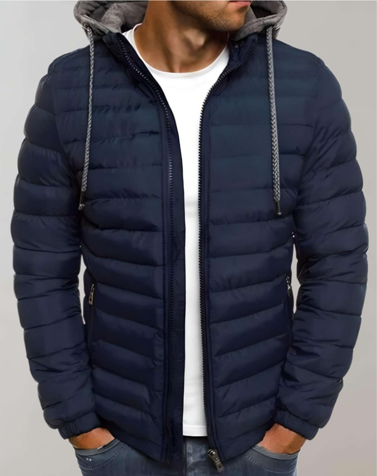 Men's Hooded Padded Coat with Elastic Cuffs
