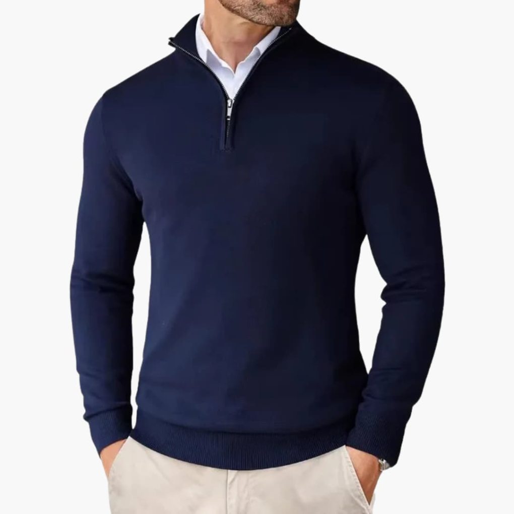 Men's Smooth Finish Quarter-Zip Knit Pullover
